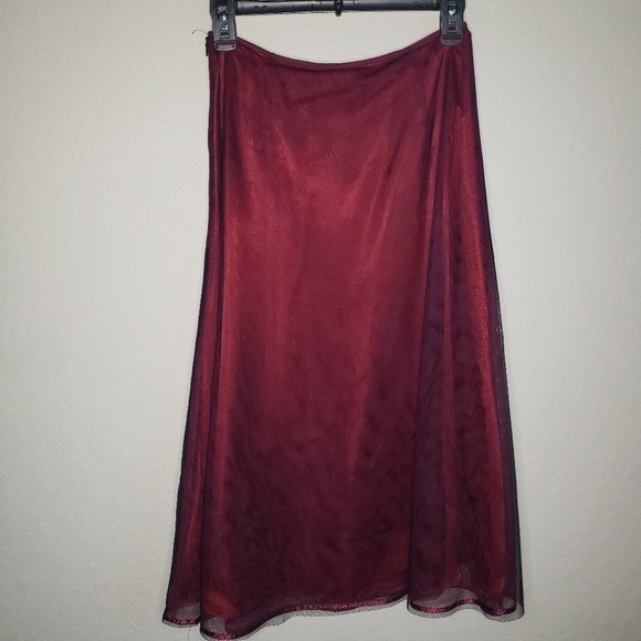 Express Red Embellished Mesh Midi Skirt Formal Party Occasion - Picture 2 of 12